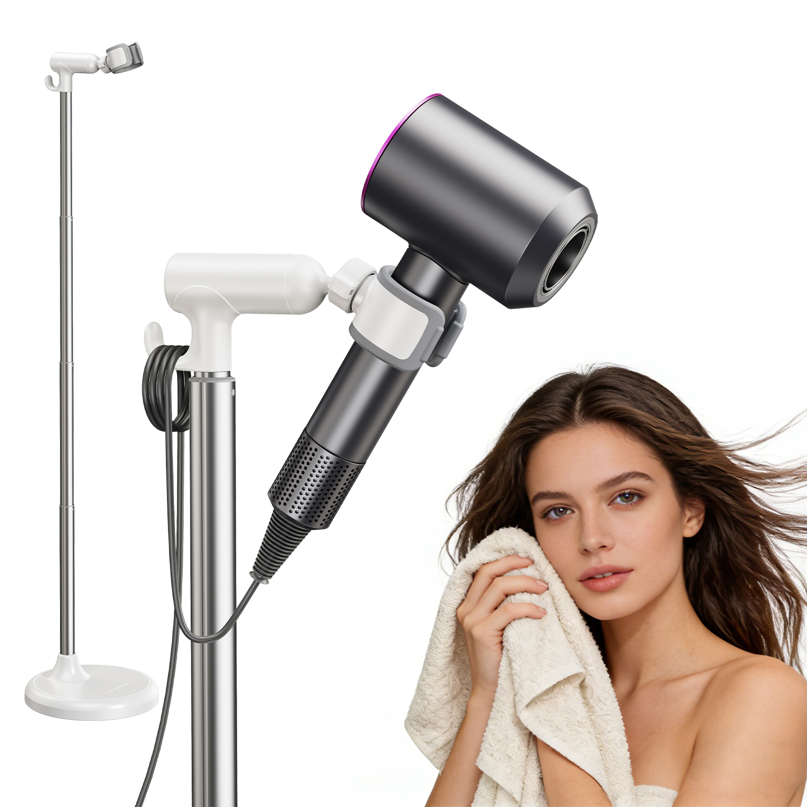 Eary 調節可能な床ヘアドライヤー ホルダー 360° 角度