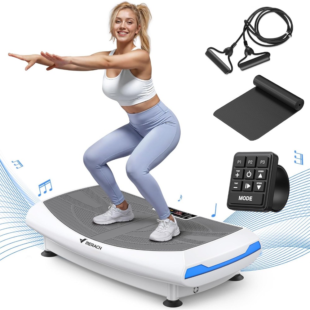 振動プレートエクササイズマシン、7-in-1 4D振動プレート、グライド、スイング付き