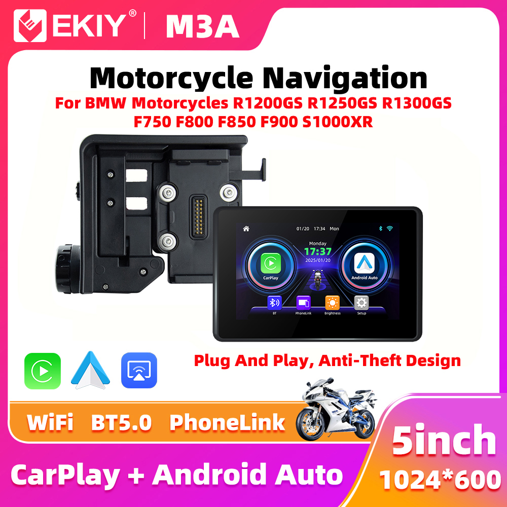 EKIY 5.0 "BMW オートバイ R1200GS R1250GS ワイヤレス CarPlay モト Android 自動ポータブルデジタルダッシュボード GPS ナビゲーション画面