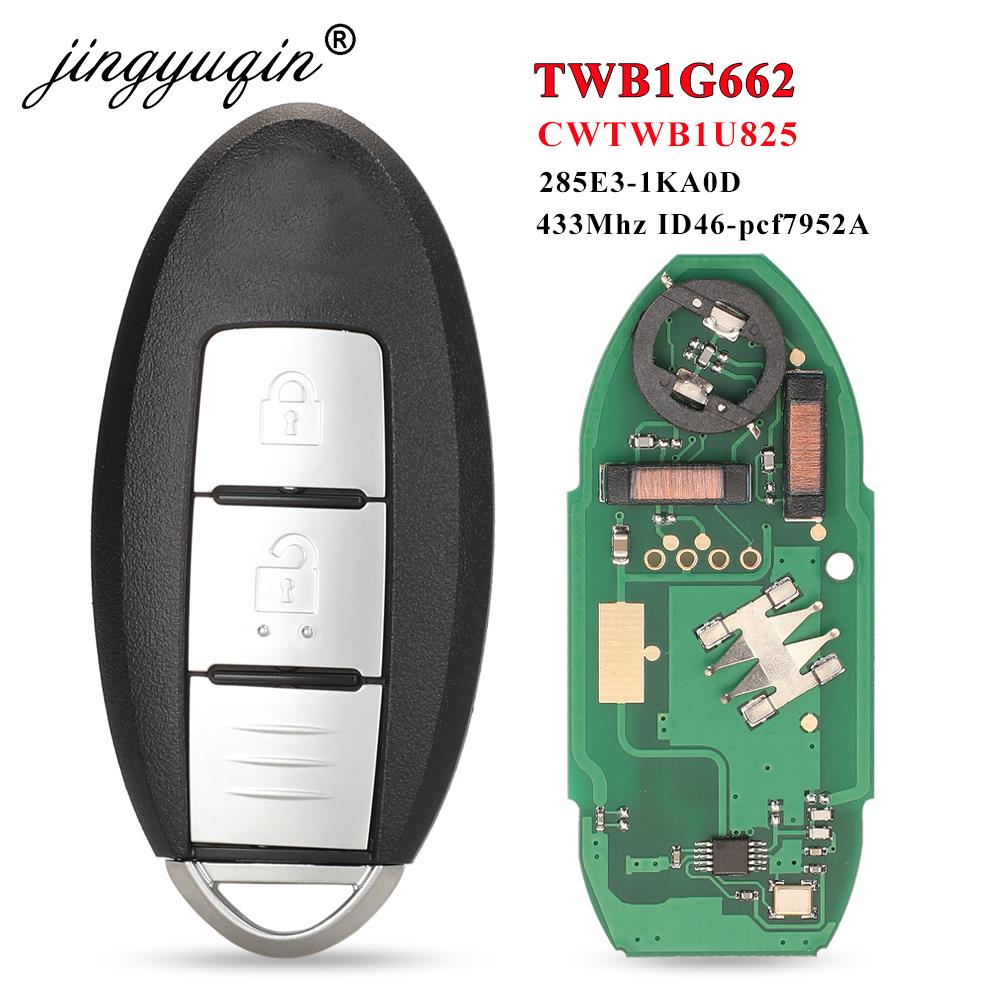 jingyuqin TWB1G662 433Mhz ID46 スマートリモート車のキー日産マイクラジュークセントラパトロールノートナバラティーダフロンティア CWTWB1U825