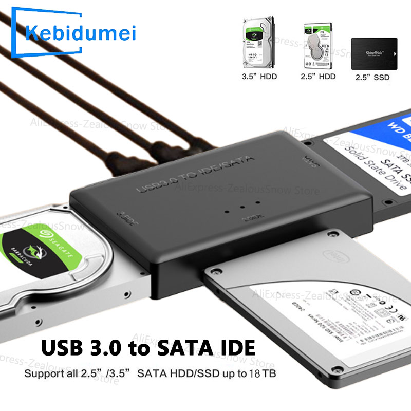 USB 3.0 - SATA IDE ハードディスクアダプターコンバータケーブル 3.5 2.5 インチ HDD/SSD CD DVD ROM CD-RW 3 in 1 IDE SATA ケーブルアダプター用