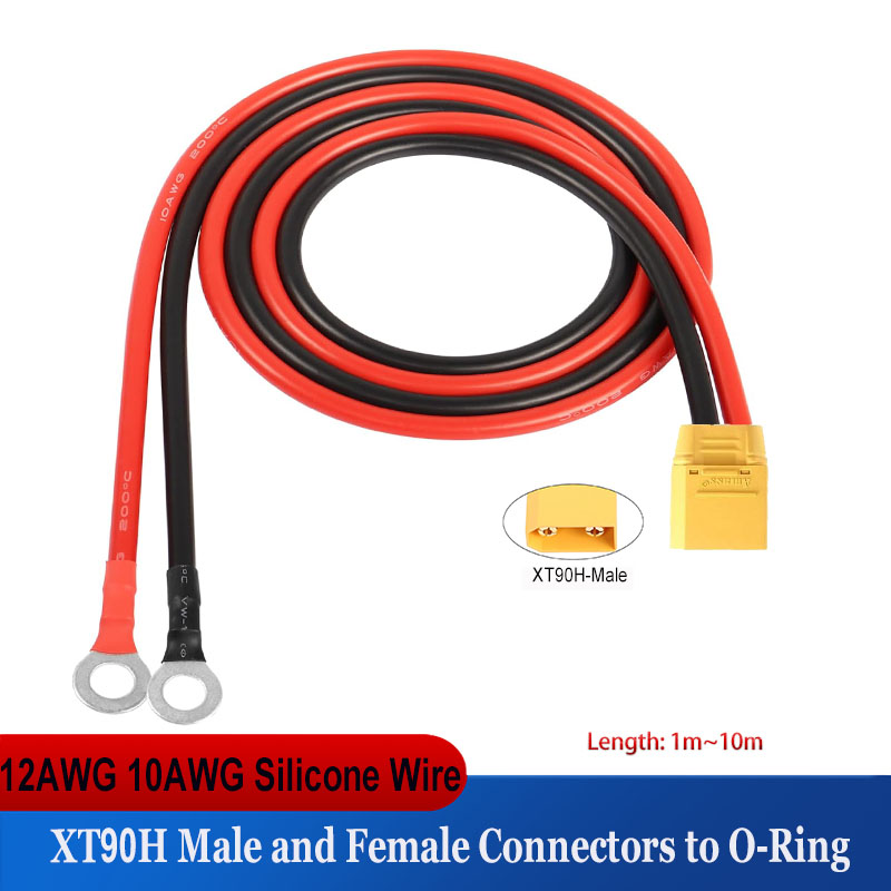 XT90 - O リング端子ケーブル XT90H オスとメス - O リング コネクタ ケーブル (1m~10m)12AWG 10AWG シリコーン ワイヤー付き