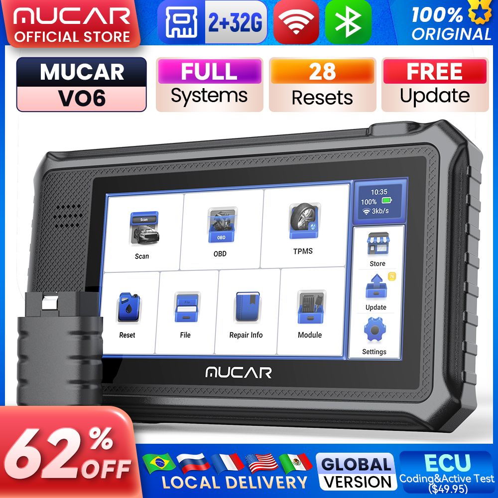MUCAR VO6 車診断ツール生涯無料グローバルバージョンフルシステム 28 リセット OBD2 双方向制御スキャンツールスキャナー
