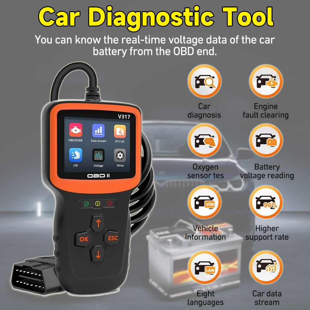 V317 カラースクリーン OBD2 診断ツール車のスキャナーマシン自動車コードリーダーチェックエンジン故障