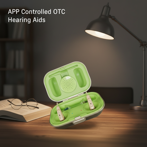 Techmi ハイブリッド補聴器＆電子イヤホン 2-in-1、FDA認証取得のOTC TWS補聴機器。アプリでワンタッチで「聴力損失モード」と「戦術保護モード」を切り替え可能