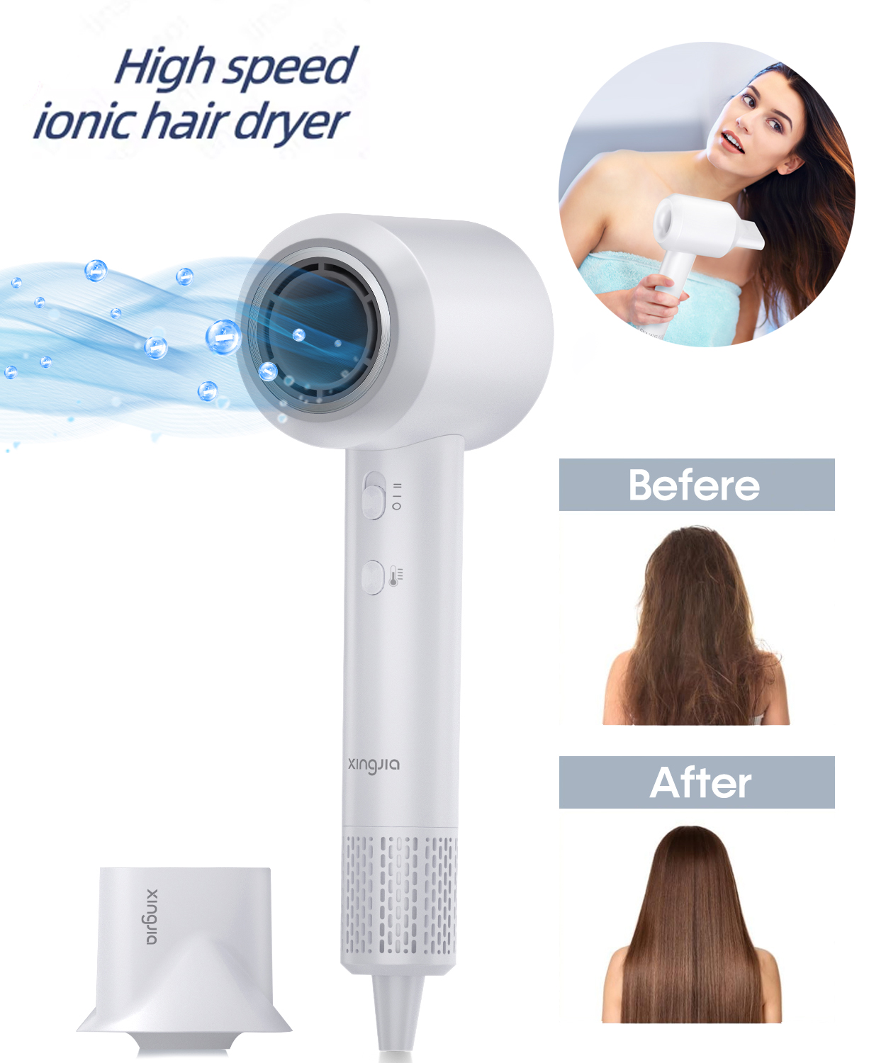 電気高速ヘアドライヤー 110000RPM ブラシレスマイナスイオンブロードライヤー 1500 ワット超強力な風低ノイズサロンヘアドライヤー