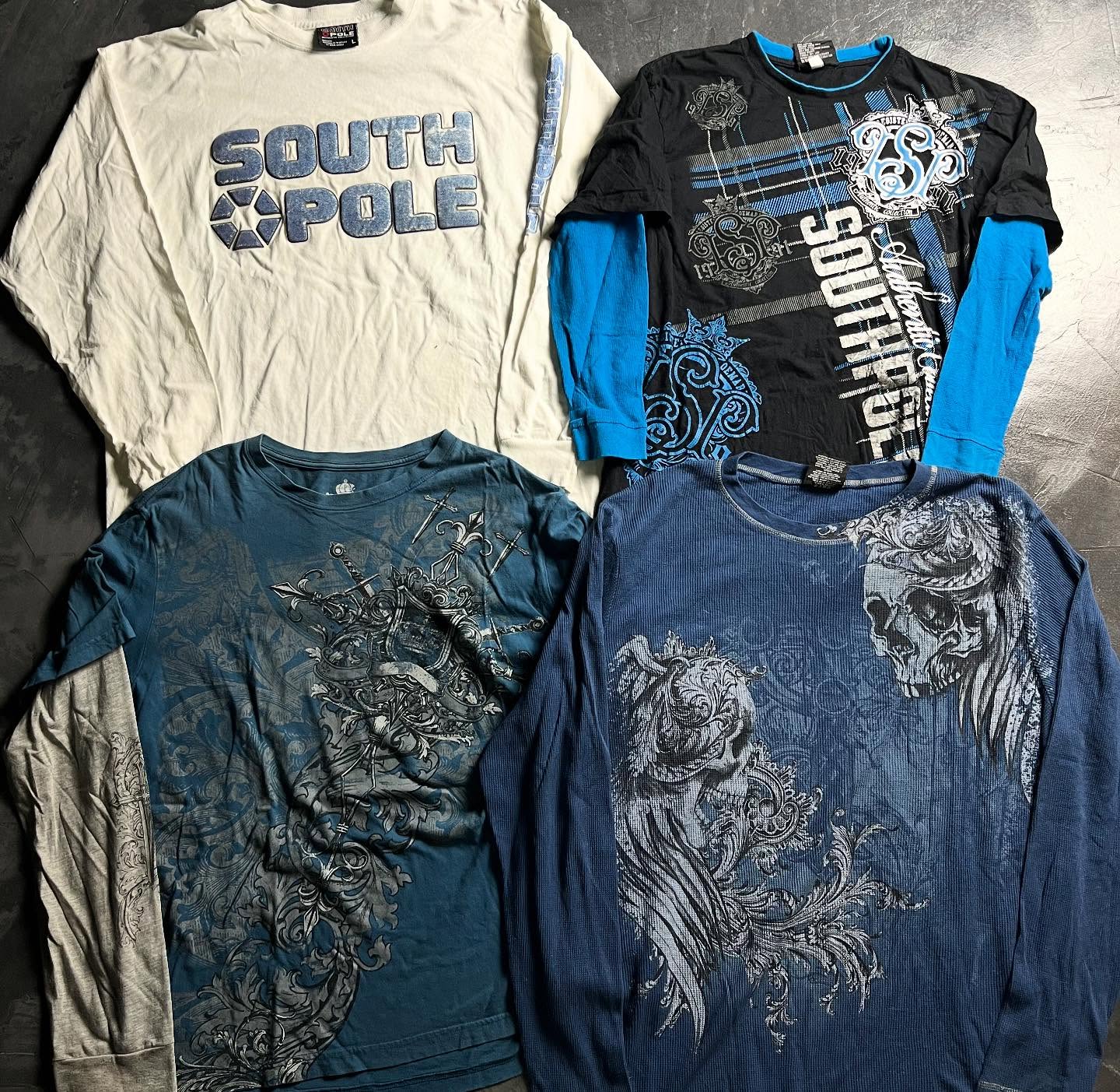 Y2K Southpole 長袖トップス新しい男アメリカ日本原宿純粋な綿 Tシャツシャツファッション服