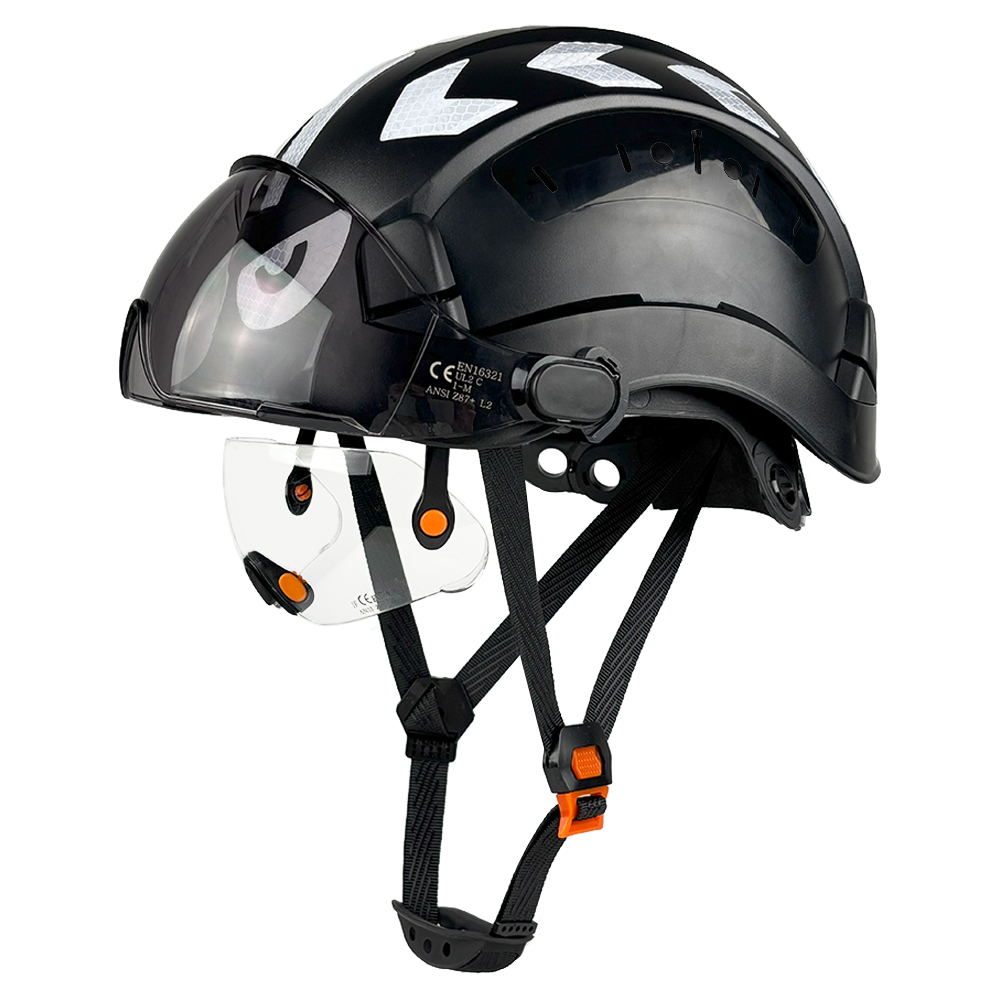ANSI CE 建設安全ヘルメットダブルゴーグル ABS ハードハット反射ステッカー調節可能な換気ワークキャップ男性用