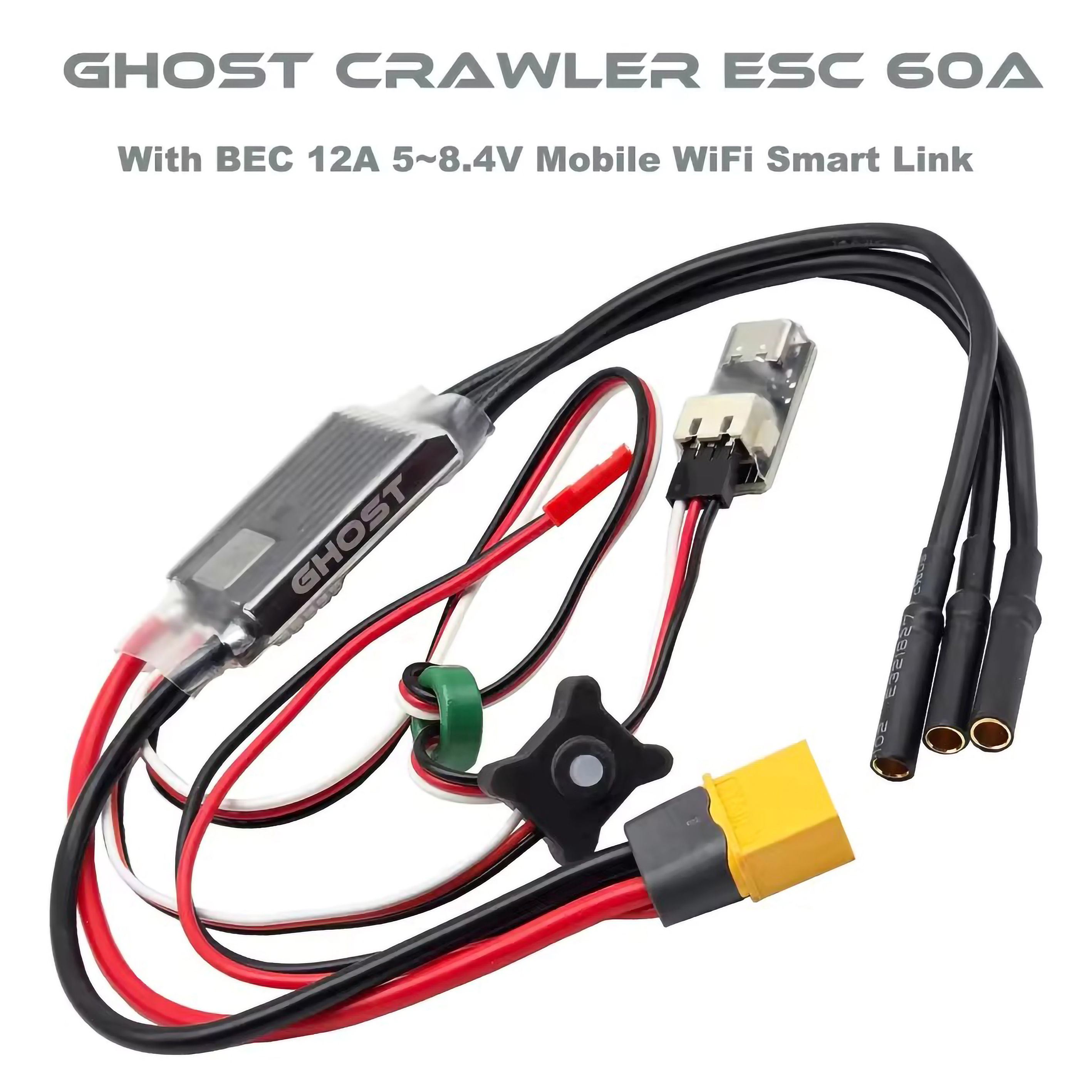 GHOST ブラシレス ESC 60A 、 RC クローラー電動スピードコントローラー 12A BEC 5 〜 8.4V 付き 1/10 クローラー車、登山車、船モデル用