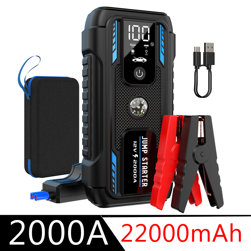 2000A 車のジャンプスターター電源銀行 22000mAh 車の始動装置高速充電車のバッテリー充電器ブースター