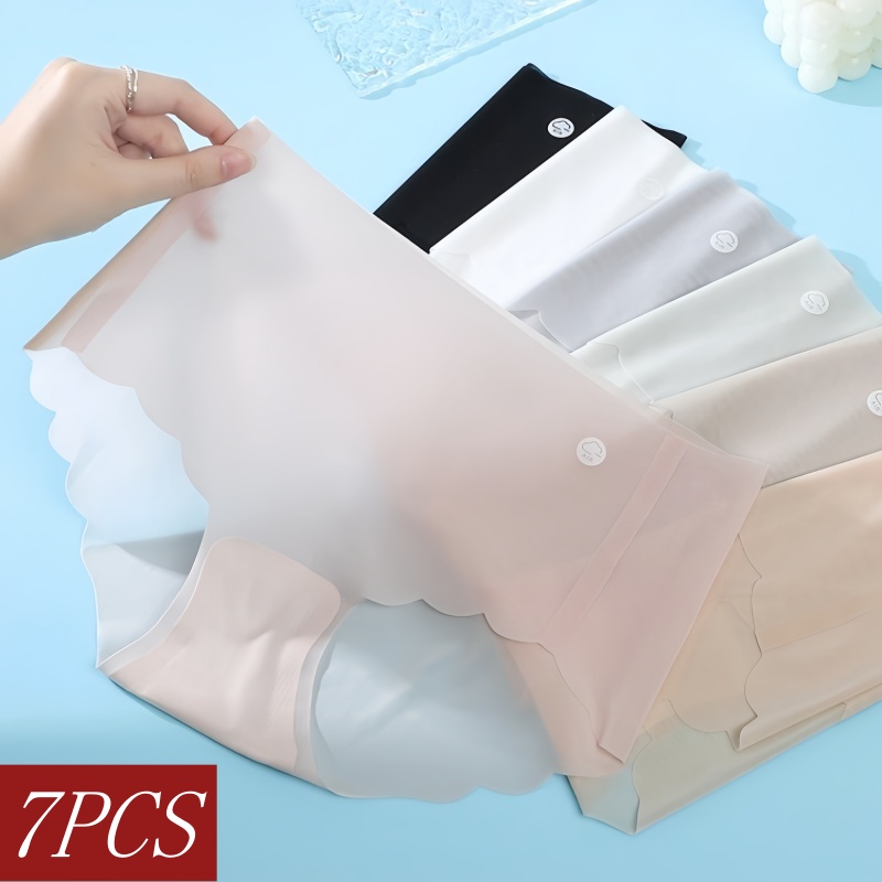 7 ピース/セット超薄型パンティー女性のセクシーなランジェリー速乾性ブリーフローライズ下着夏目に見えないアイスシルクパンティー