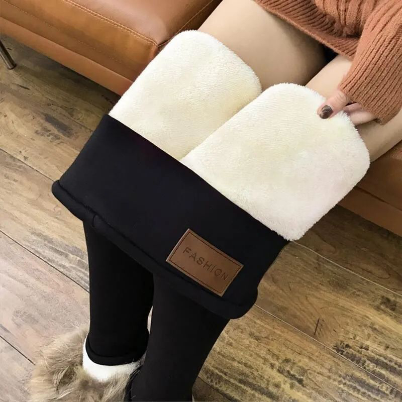 冬の女性のハイウエストフリースカジュアルパンツ女の子韓国雪暖かいストレートレッグパンツレディースファッションサーマルぬいぐるみパンツ