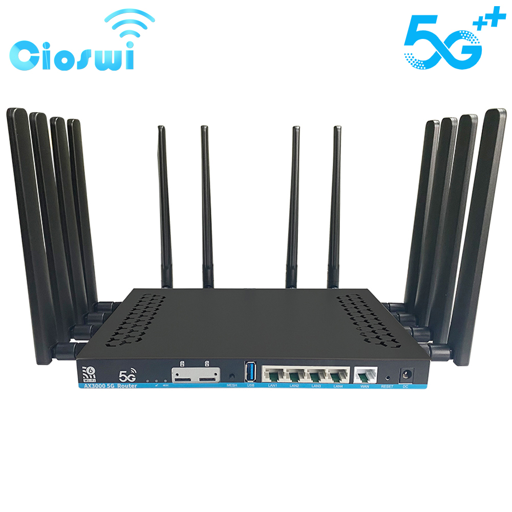 Wifi-6 5G ルーターデュアル SIM カードメッシュ 3000Mbps Openwrt DDR4 1GB 4 ギガビット LAN USB3.0 MU-MIMO 12 アンテナ AX3000 WiFi ルーター