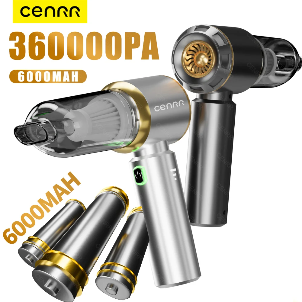 CENRR ミニ車の掃除機 360000PA 強力な吸引ワイヤレス車のクリーナーハンドヘルドポータブル掃除機洗浄機