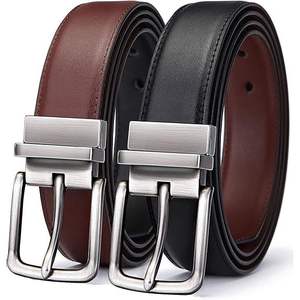 Men's Genuine Leather Reversible Belt, Black/Light Brown, 1.25 inches wide, adjustable length for added comfort, reversible, 1 piece, the perfect gift for him