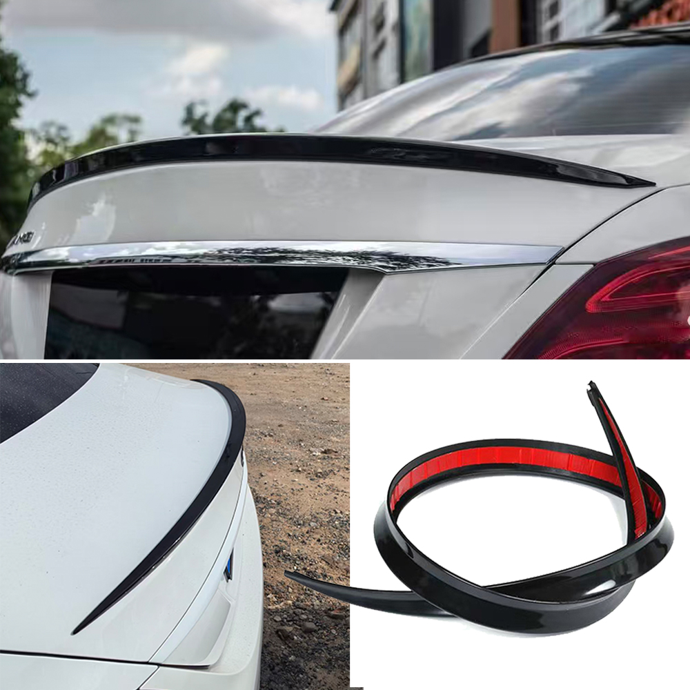 車の ABS ユニバーサル 1.2 メートルブラックスポイラーカーボンファイバーアクセサリーカースポイラーソフト車のリアルーフトランクスポイラーステッカートリムトランクウイング