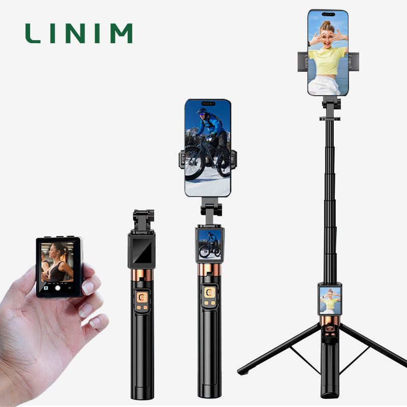 CL10 自撮り棒 三脚スタンド 小画面キャスティング自撮りモニター リモコン付き スマートフォン用拡張可能な三脚
