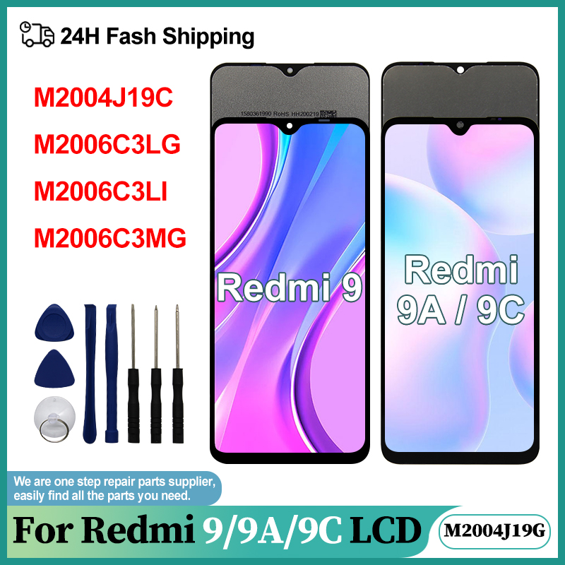 6.53 "液晶 Xiaomi Redmi 9 ディスプレイ M2006C3MG 液晶タッチスクリーンデジタイザ Redmi 9A 9C Lcd アセンブリ交換ディスプレイ M2004J19G