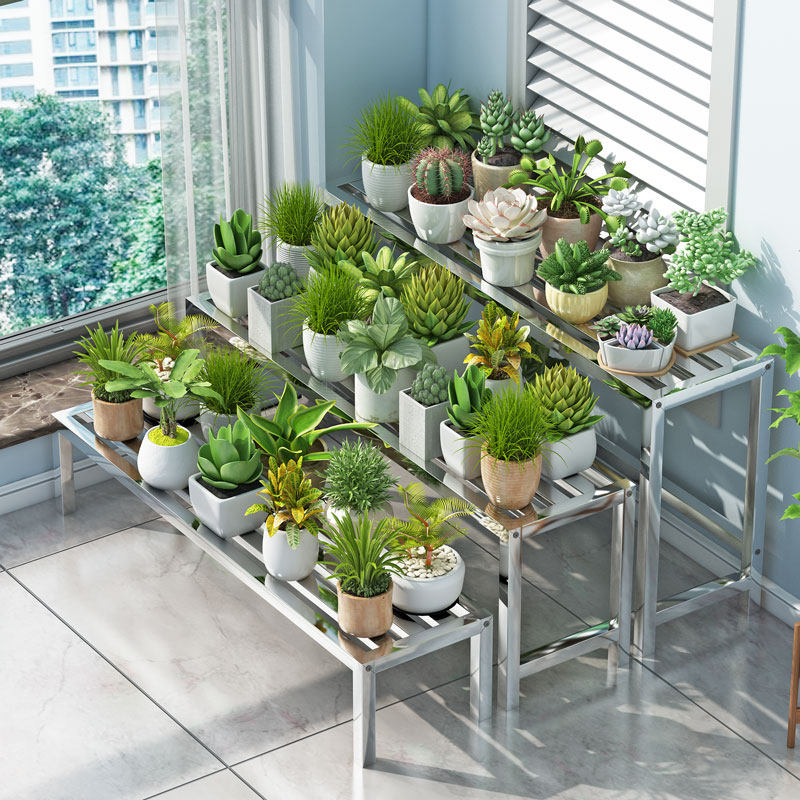 階層型ステンレス鋼フラワーシェルフワイドボード多肉植物用多層バルコニー庭植木鉢ディスプレイ強力ヘビーデューティ