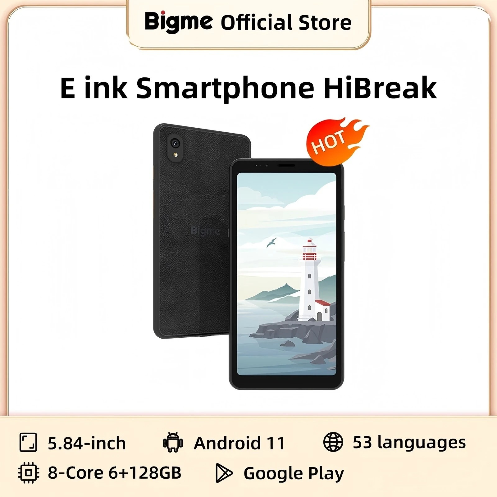 Bigme Hibreak 電子ブック E-ink ディスプレイ 5.84 インチ Paperwhite スマートフォン Android 11 サポート Google Play Eink Phone Ereader