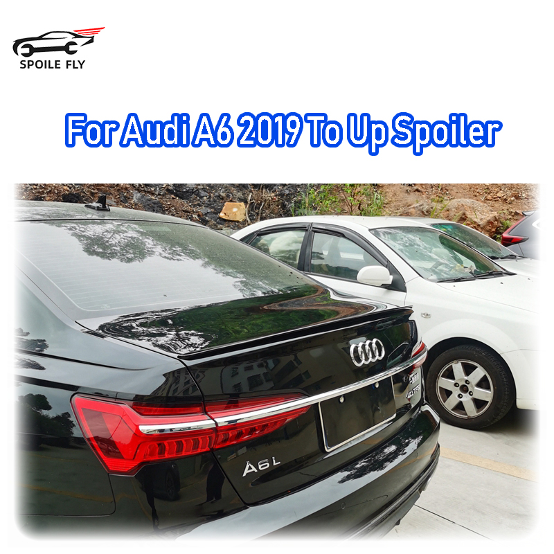 アウディ A6 C8 2019 2020 2021 2022 まで車のリアウイング ABS スポイラー光沢のある黒またはカーボンファイバールックボディキット