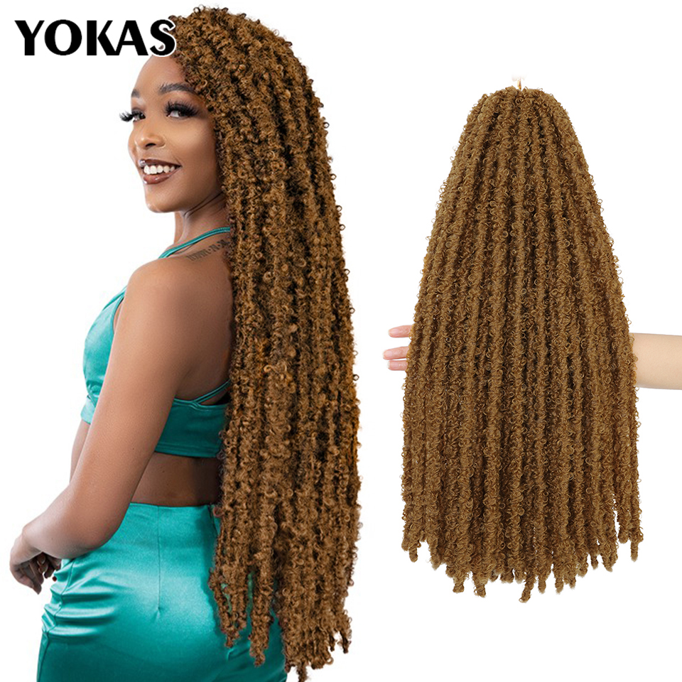 24 インチ蝶 Locs 合成かぎ針編みヘアエクステンションアフリカ女性のための蝶 Locs 三つ編みストランド女性ソフト編組髪
