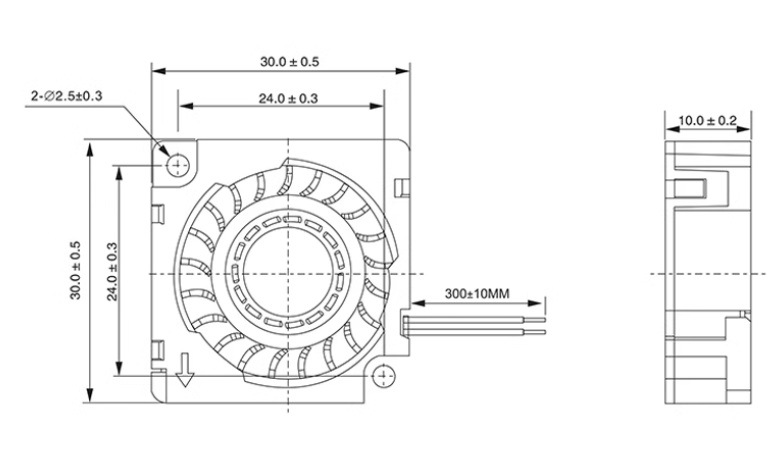 30 × 30 × 10 ミリメートルダブルボール 30 ミリメートル DC5V 12 V 24 V プリンタ遠心タービン送風機冷却ファン