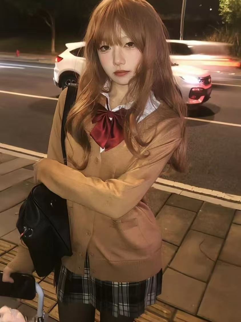 秋冬新スタイル日本の JK 制服ニットカーディガンジャケット女子学生カレッジスタイルの学校制服 V ネックスウェットシャツ...