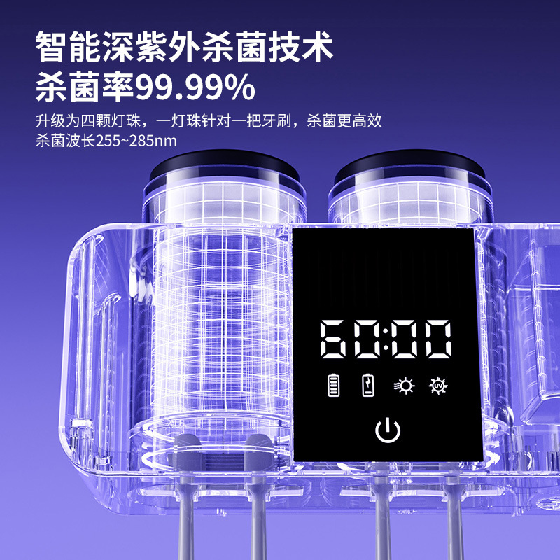 HOMEFISH 歯ブラシ滅菌器 スマートエアドライ歯ブラシ滅菌器 充電式壁掛け歯ブラシ滅菌乾燥機