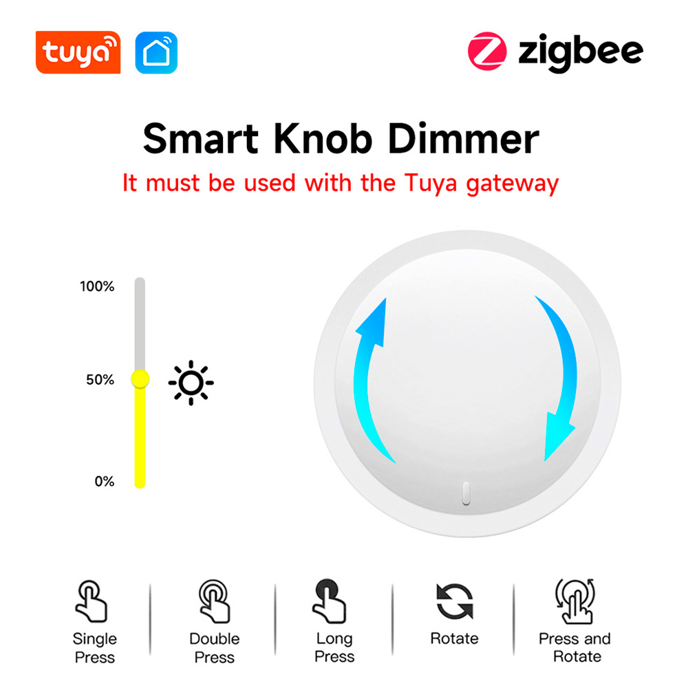Tuya ZigBee スマートノブスイッチワイヤレスシーンボタン回転可能な調光スイッチ家電オートメーションリンケージリモーター