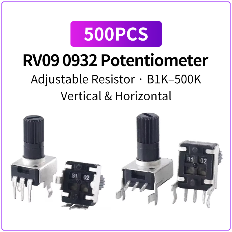 500 個 RV09 0932 調整可能なポテンショメータ B1K 5K 10K 50K 100K 200K 500K 垂直水平 12.5 ミリメートルシャフト長