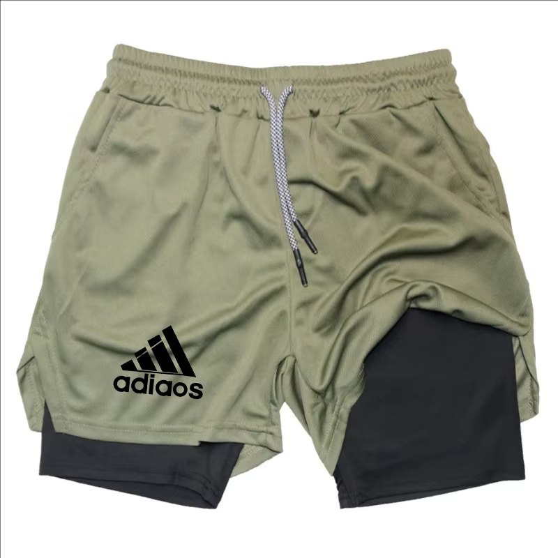 メンズコンプレッションショーツ夏ジムフィットネスランニングトレーニングスポーツショーツツーインワンメッシュ通気性速乾ショーツ