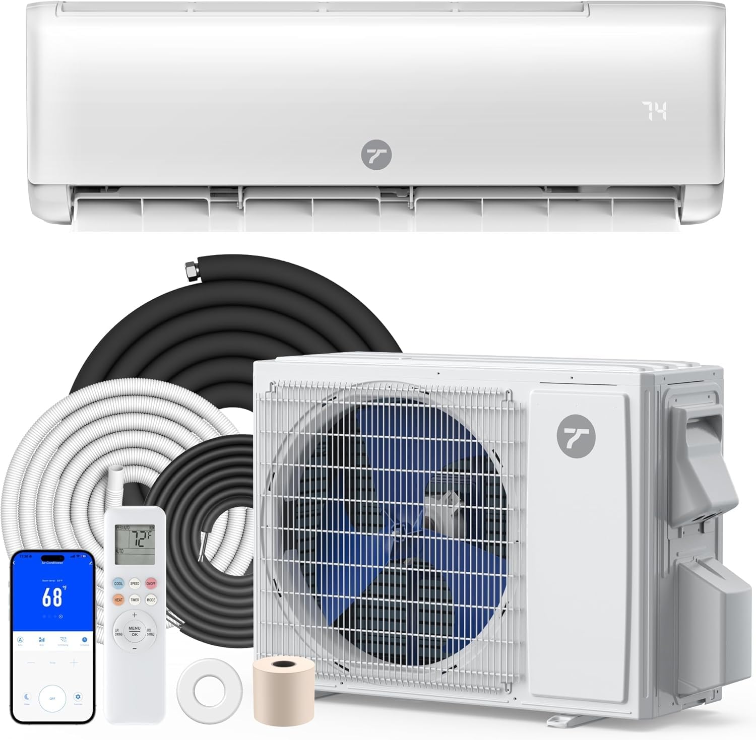 24000 BTU ミニスプリット AC/暖房システム、19 SEER2 インバーター、最大 1500 平方フィート用の 208/230V ダクトレスエアコン、WiFi、カスタム