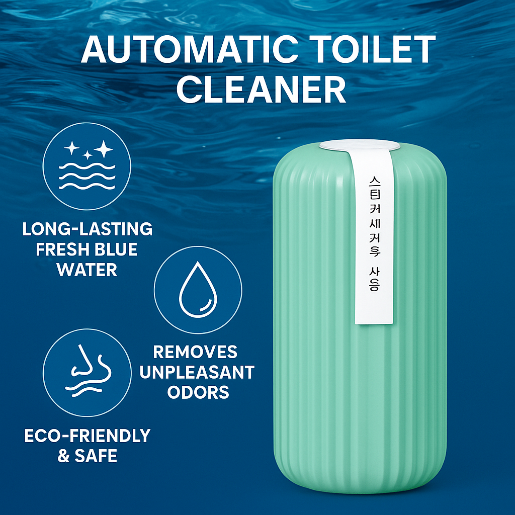 自動トイレ洗浄剤ボトル | Deep Cleansing, Odor Removal, Long-Lasting Fresh Blue Water, Eco-Friendly Bathroom Essential