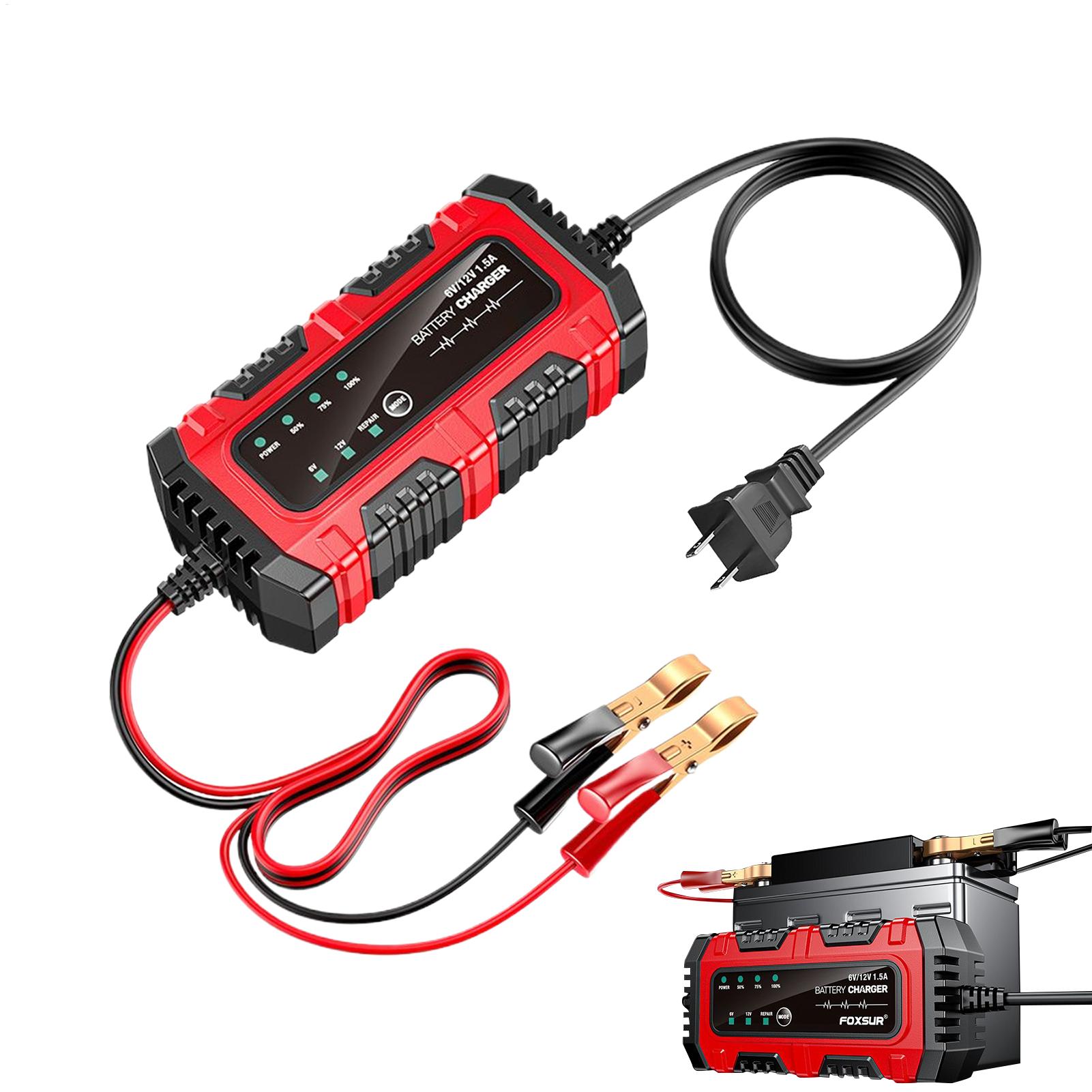 オートバイバッテリー充電器 6 V/12 V 自動充電メンテナートリクル充電器車のバッテリーボート RV トラック芝刈り機ゴルフ