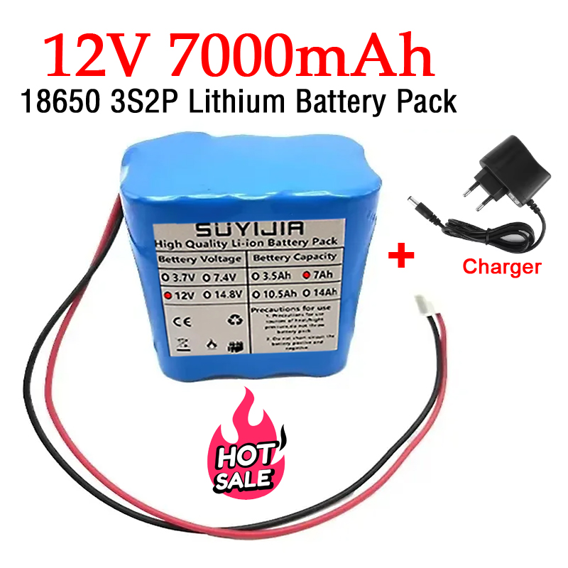 12V 7000mAh オリジナル 18650 バッテリー 3S2P 充電式リチウム電池パック BMS バックアップ電源付き CCTV モニター Bluetooth