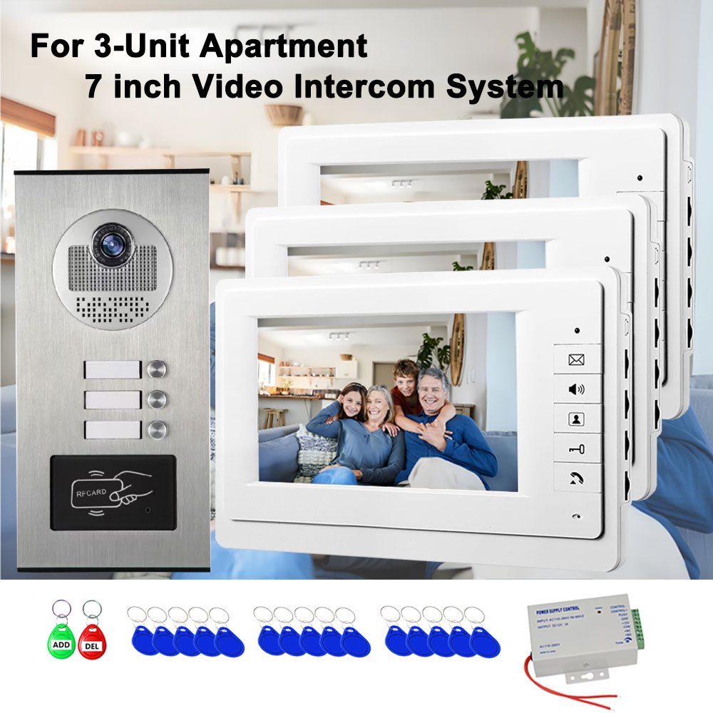2/3 ユニットホーム 7 インチビデオドアベル金属屋外カメラビデオドアホンインターホンシステム RFID ロック解除アパート住宅用