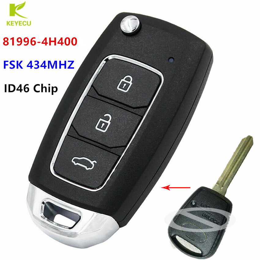 KEYECU アップグレード折りたたみリモートキーフォブ 433MHz ID46 ヒュンダイスターレックス H-1 H1 2008-2015 81996-4H400 819964H400