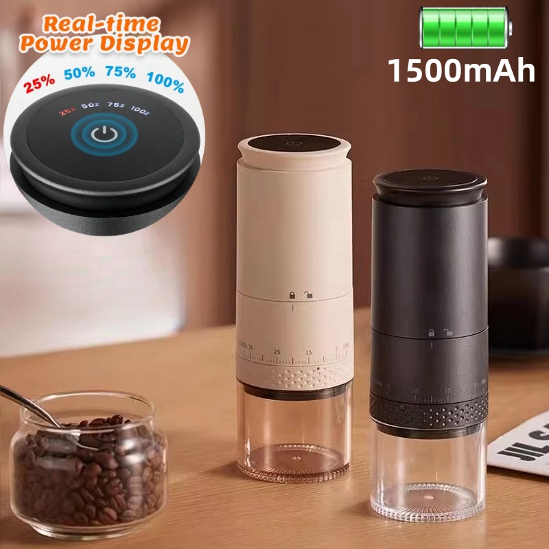 新しい 1500mAh 電動コーヒーグラインダー外部調整可能なタイプ C 充電コーヒーバリグラインダー豆粉砕機コーヒーメーカー