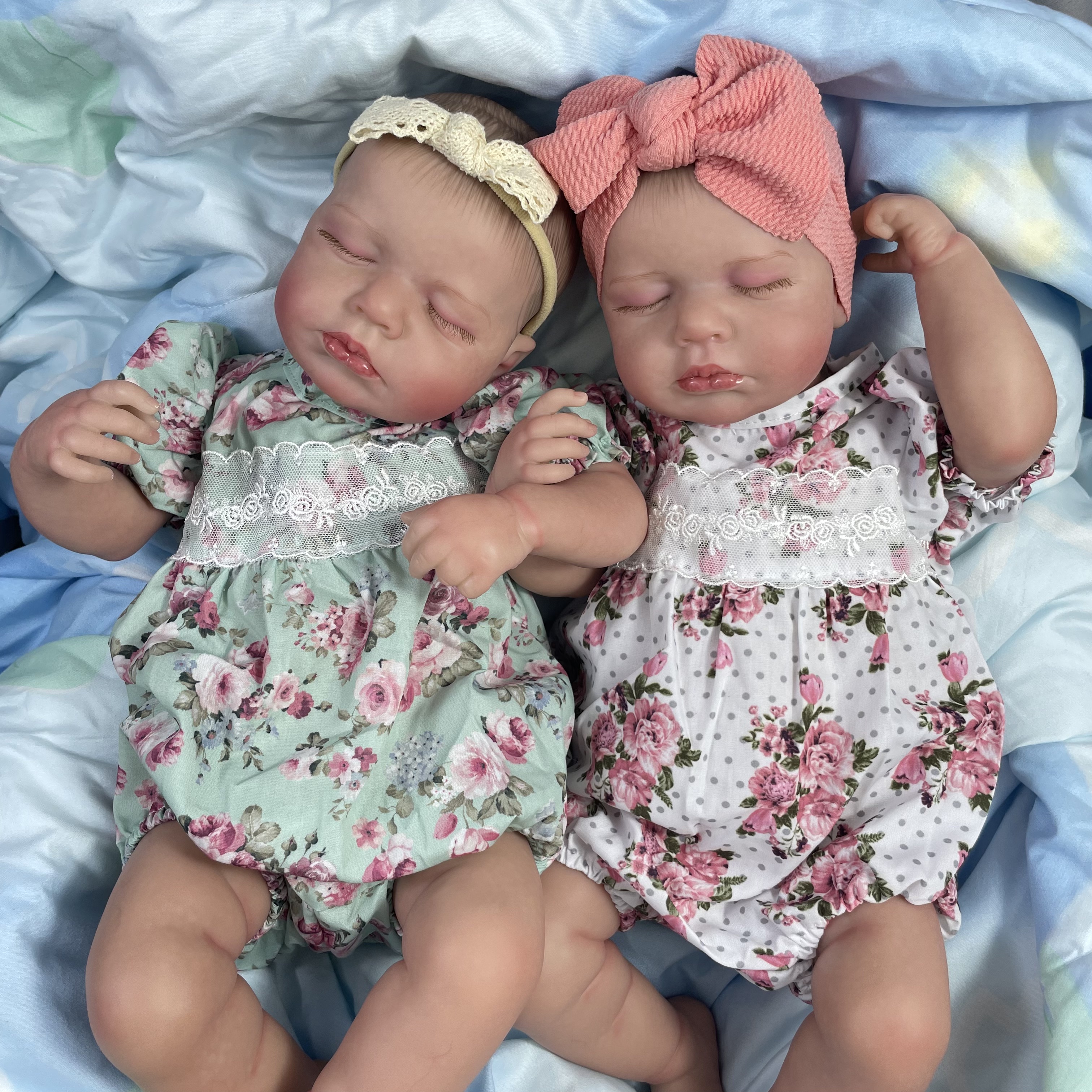 1 個 50 センチメートル完成したリボーンベビードールルル双子少女リアルなシリコーンビニール新生児 3D 皮膚可視静脈 DIY おもちゃ女の子のため
