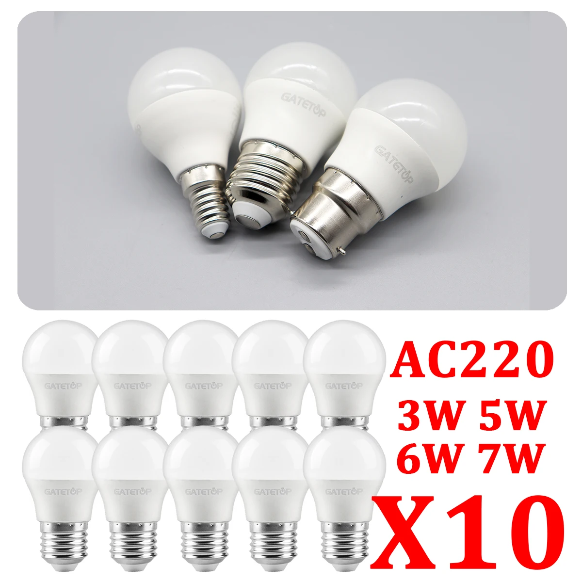 10 個 E27 E14 B22 LED 電球ランプ G45 AC220V 電球リアルパワー 3 ワット 5 ワット 6 ワット 7 ワットランパーダリビングルームホーム LED ボンビージャ