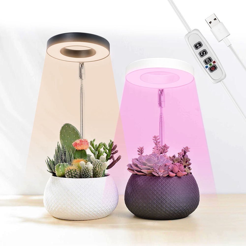 LEDフルスペクトル植物成長ランプ、高さ調節可能3H/9H/12HタイマーUSB電源デスクランプ、ハーブなどに適しています