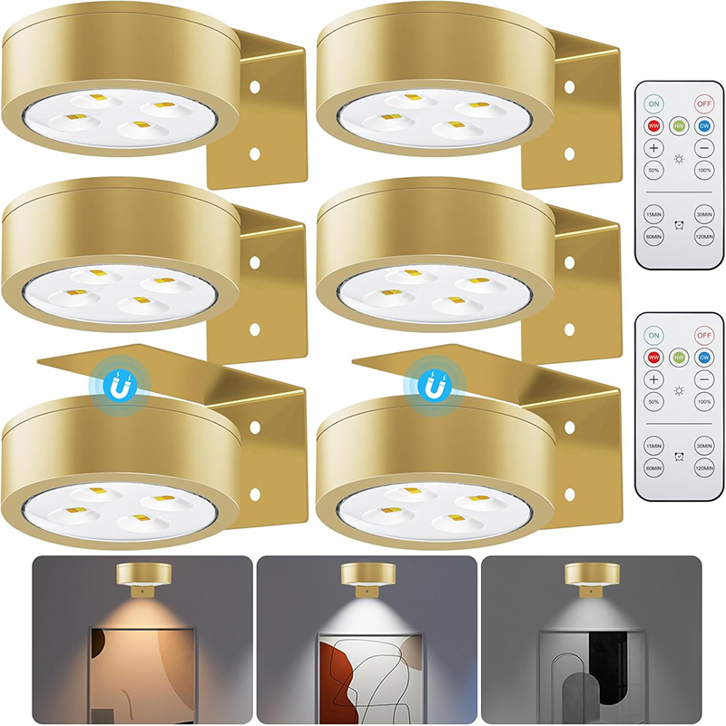 3/6 個ピクチャーライト電池式磁気 Led ペインティングライトリモート調光可能なタイマー 3 照明モードアートディスプレイライト