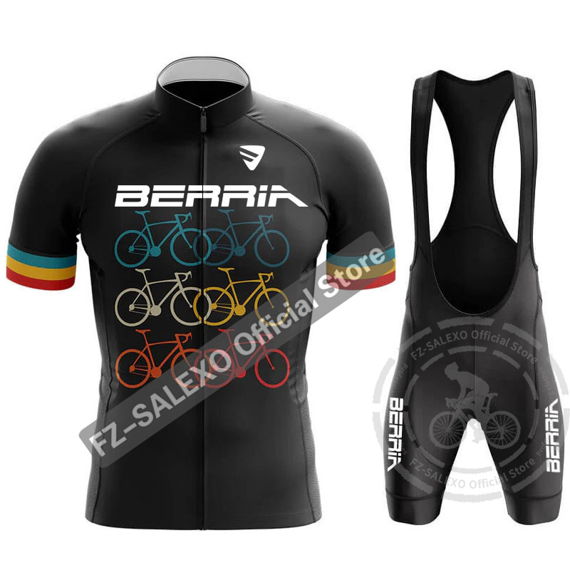 BERRIA 服セット男性サイクリングジャージ夏半袖サイクリングショーツトライアスロン服マウンテンバイク自転車セットスポーツウェア