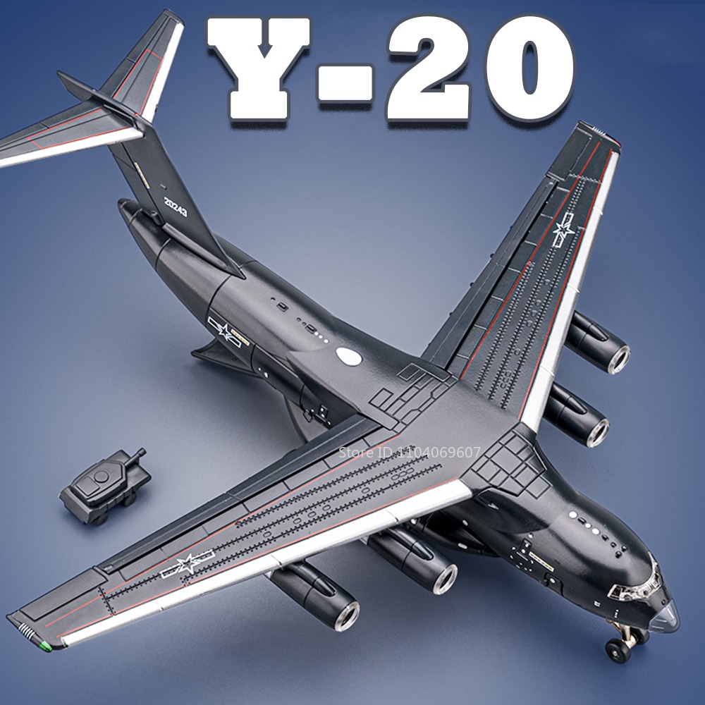 1:180 Y-20 輸送機モデルのおもちゃ合金ダイキャストミニチュア軍用戦闘機サウンドライトドアオープンプルバック少年ギフト