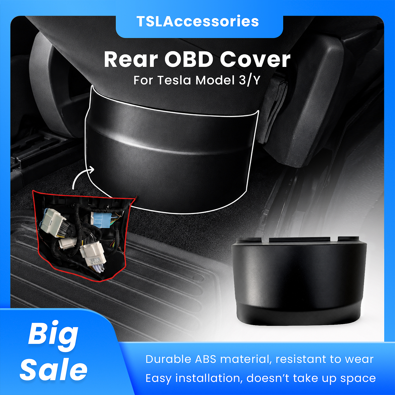 アップグレードされた拡大リア OBD カバーテスラモデル 3 /Y インテリアアクセサリー隠しケーブルワイヤーオーガナイザー管理ボックス ABS シェル