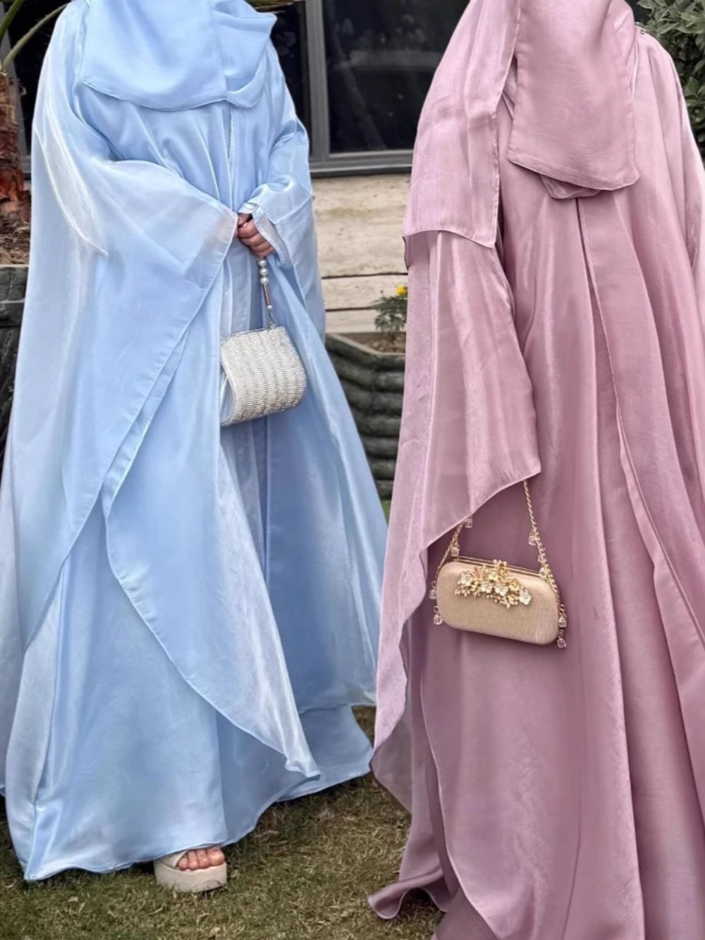 イード女性シルキーアバヤカーディガンサテンパーティードレスルース Jalabiya ラマダンロングアバヤ Vestidos ラルゴカフタンアラブロングローブ 2025