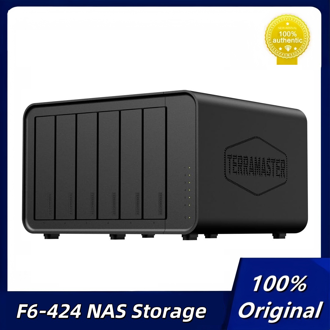 オリジナル TERRAMASTER F6-424 NAS ストレージ 6 ベイ 8GB DDR5 RAM、デュアル 2.5GbE ポート ネットワーク接続ストレージ (ディスクレス)
