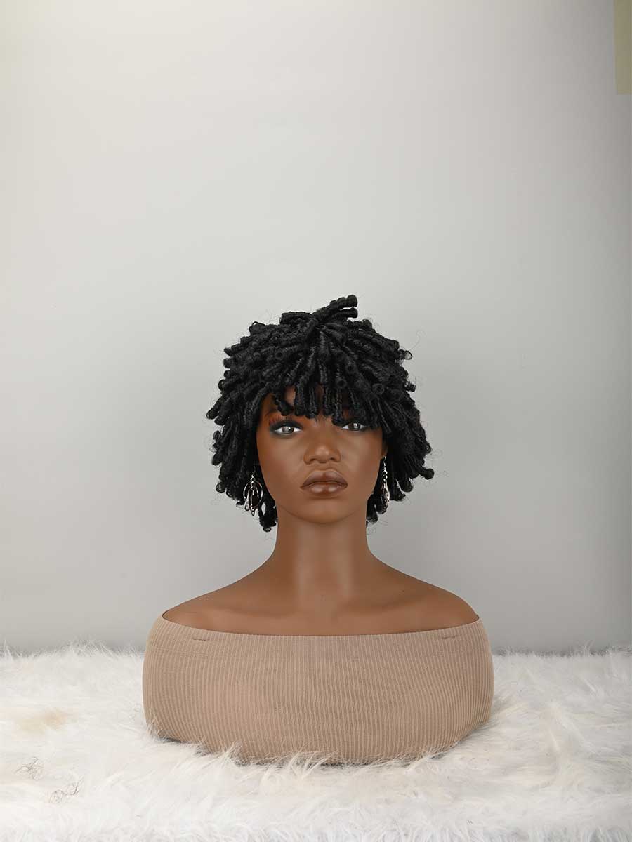 ドレッドヘアウィッグと男性アフロフェイク Locs ドレッドかつら耐熱ショート編組合成かつら女性のための