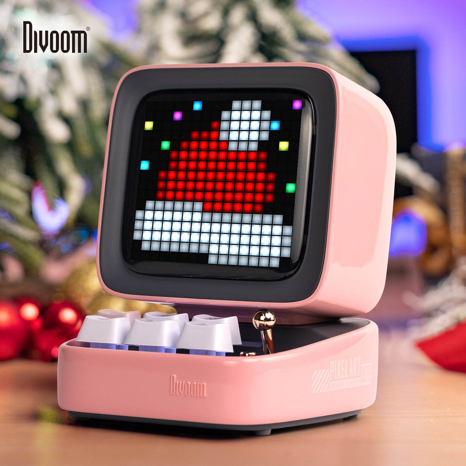 Divoom Ditoo-Pro ポータブル Bluetooth スピーカー レトロ ピクセル アート 目覚まし時計 DIY LED ディスプレイボード、かわいいギフト ホームライト装飾